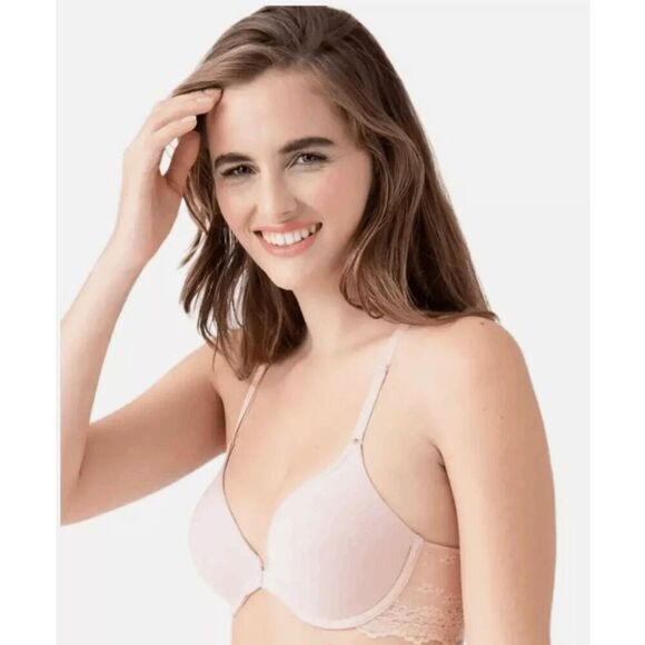 B. Tempt'd by Wacoal NWT size 32DD pink underwire bra Eyelet Front Close T-Shirt - Picture 6 of 8